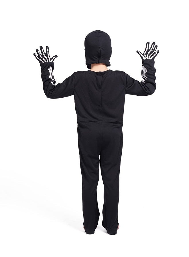 Leadtex Kids GID Skeleton Halloween Costume, All in One Skeleton Printed Jumpsuit with Hood and Gloves（7-9years - Image 4